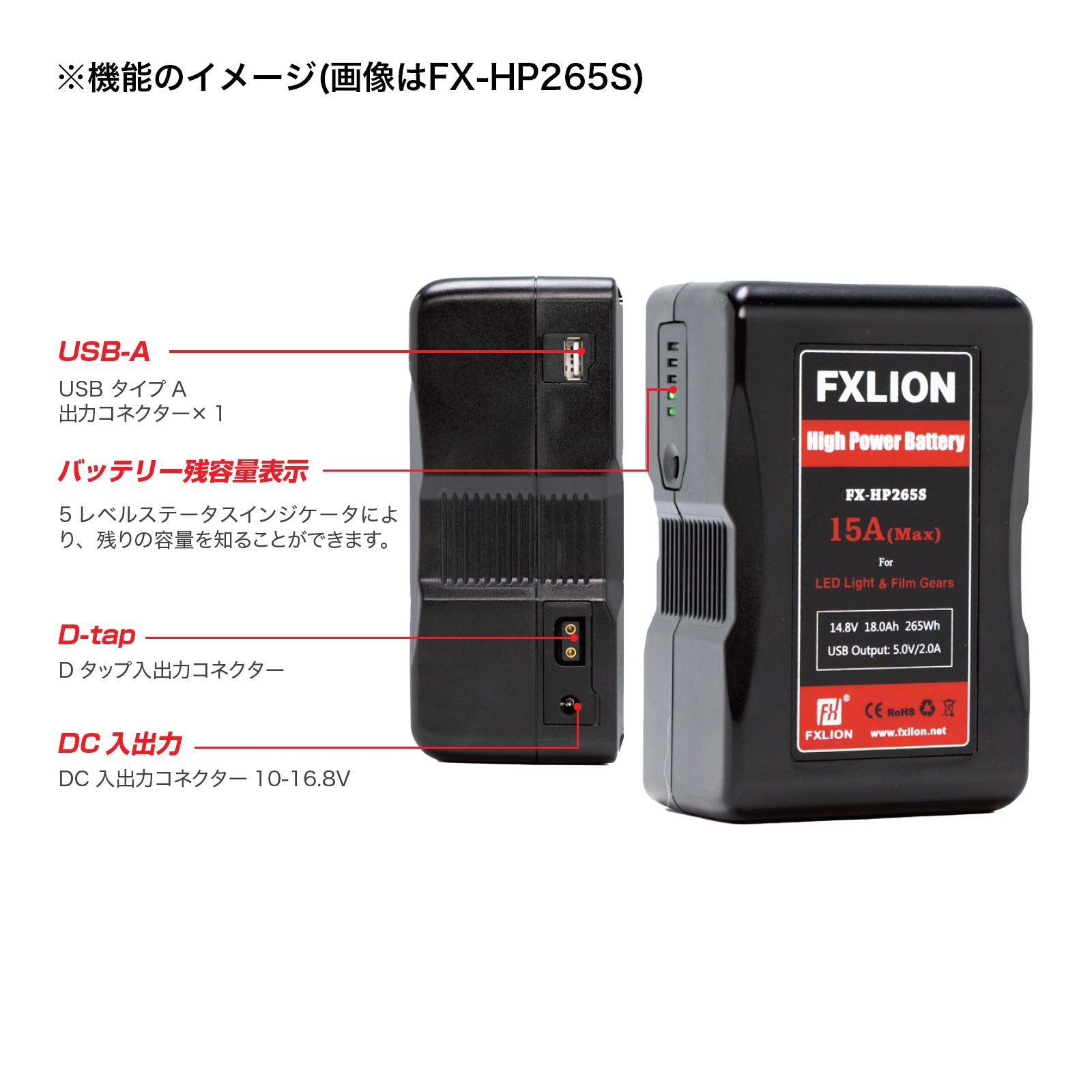 FXLION(エフエックスライオン) ゴールドマウントリチウムイオンバッテリー High Power Battery FX-HP265A [512249]