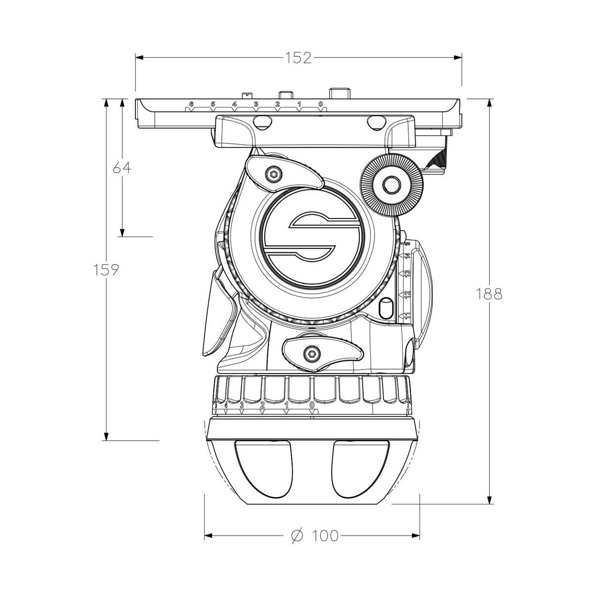 Sachtler 100mm head (without tripod) aktiv10T (S2072T)