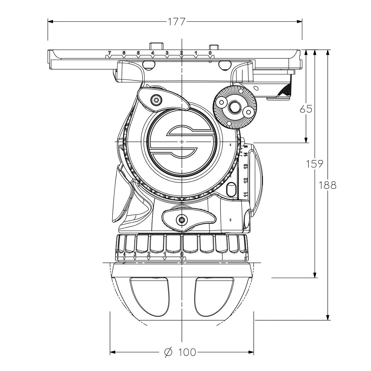 Sachtler(ザハトラー) 100mmヘッド (三脚なし) aktiv12T [S2074T]